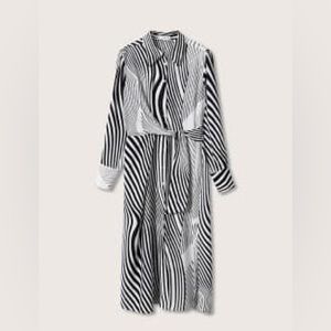 Mango Black & White Shirt Dress